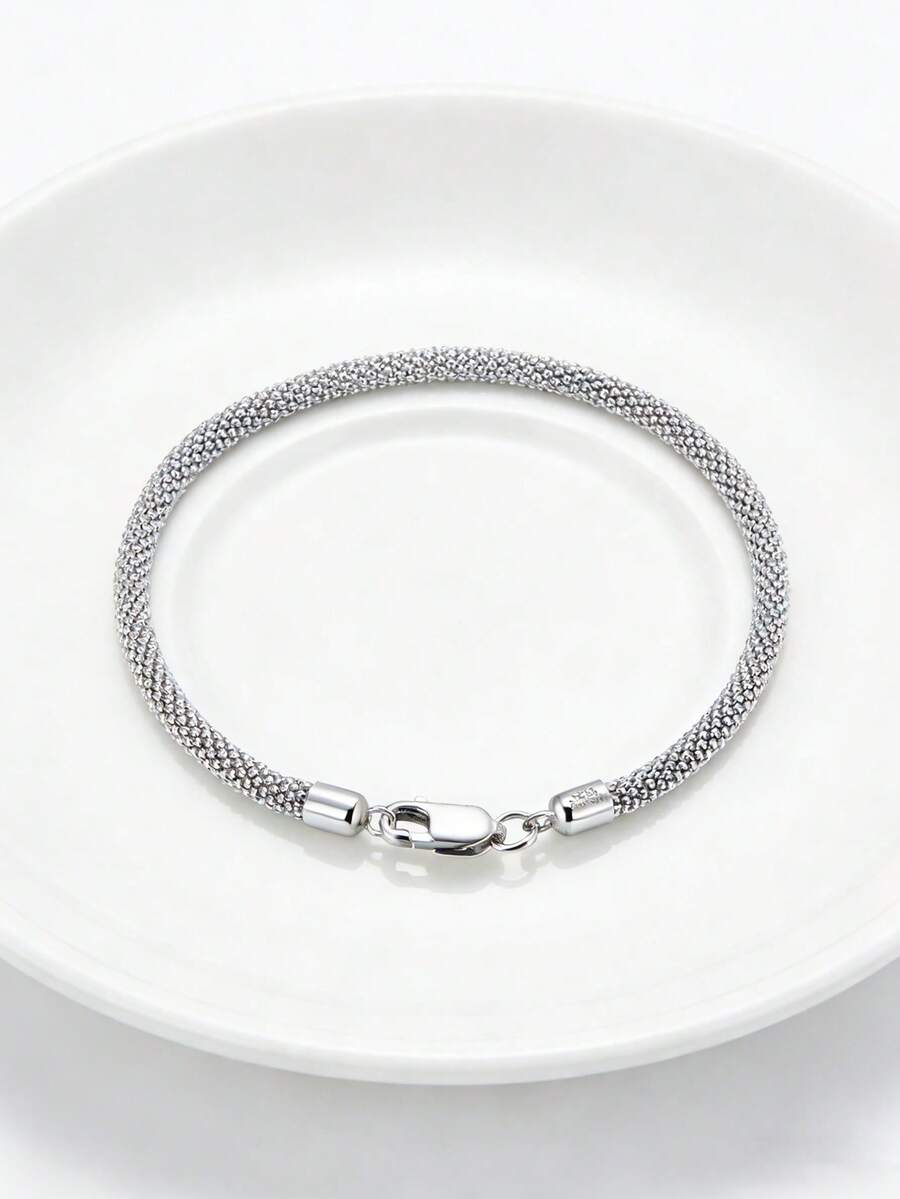 ORSA JEWELS 1 PC Genuine 925 Sterling Silver Popcorn Chain Bracelet Unique Women Hand Chain Gorgeous Jewelry For Birthday Party Christmas Gift - Silver - View 1