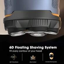 Electric Shaver, Electric Rotary Shaver-Magnetic Suspension 6-Blade Head, Bald Hair Clipper, Head And Face Shaving, Wet And Dry Shaver, USB Rechargeable, Washable, Travel/Business Trip Portable Hair Clipper, Perfect Men's Home And Travel Gift.1200 MAh Battery - 6D Xanh lam - Xem 3