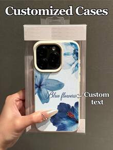 1个可定制水彩蓝色花卉图案手机壳，兼容 17 Pro Max/17 Air/16 Pro Max/15 Pro Max/16E/14 Plus/13/12/11/XR/XS Max，商务优雅高端，整体清新甜美风格，适合爱花人士和追求浪漫定制的人士。 - 白色 - 查看 3