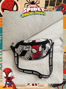 1 Pc Officially Licensed Marvel Spider Man Series Pattern Fashion Waist Bag Casual Multi Functional Shoulder Bag Lightweight Adjustable Shoulder Strap Crossbody Bag For Teens/Students For Daily/Outing/Shopping/Valentine's Day , Thigh Bag - Black - View 7