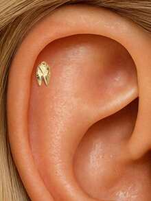 1Pc 925 Sterling Silver Fashion Smooth Surface Animal Series Stud Earring Flat Back Cartilage Helix Piercing Suitable For Women'S Daily Wear, Dates, Vacations, Weddings, Parties, Holiday Gifts - Gold - View 4