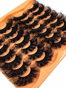 14 Pairs Extra Thick & Fluffy Faux Mink Eyelashes - Dense, Fluffy, Elegant D-Curl Fake Lashes, Natural Look, Fluffy Cat Eye Lashes, Suitable For Bold Eye Makeup, Reusable, Ideal For Beginners, Suitable For All Occasions - 濃密款 - 查看 3