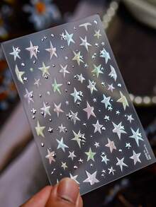 1 bộ sticker dán móng tay 5DStar màu trắng, hồng, xanh dương, bạc, vàng, hình ngôi sao, to nhỏ, không đối xứng, tự dính. - Nhiều màu - Xem 2