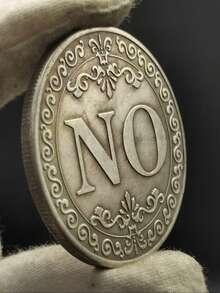 双面“是/否”决策幸运币 | 古银灰色铁币，饰以精美花卉图案，可收藏的纪念徽章，完美礼物 - 彩色 - 查看 6