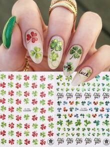 Hình dán móng tay hình cỏ ba lá xanh, thích hợp cho ngày lễ may mắn, ngày Thánh Patrick và các lễ hội khác, thiết kế laser chủ đề ngày lễ, hình dán trang trí móng tay 3D tự dính, dụng cụ làm móng DIY cho nữ và bé gái. - Nhiều màu - Xem 4