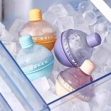 Silicone Round Ball Ice Cube Tray - Whiskey Cocktail Kitchen Accessory - Multicolor - View 3