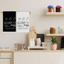 2pcs Black & White Chef Hat And Kitchen Towel Set, 16 X 24 Inch Cleaning Cloth, Reusable, Washable, Dish Towel, Birthday Gift, Housewarming Gift For Friends, Kitchen Accessories, Household Essentials For Cooking, Baking, Bathroom Cleaning, Outdoor Activities And Tea Party Decor. Elegant Design Enhances Home Decor - Multicolor - View 4