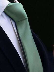 1pc Men's Solid Brown Striped Lightweight Necktie, Suitable For Business, Banquet, And Daily Wear - Sage Green - View 1