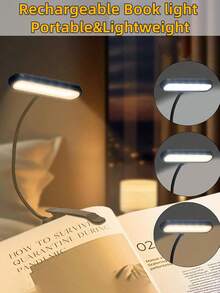 1pc Pink LED Clip-On Book Light, 3 Color Temperatures, Dimmable, Portable Mini Bedside Reading Lamp - Batteries Not Included, Clip-On LED Light, Suitable For Nighttime Reading, Adjustable Brightness, 360° Flexible Book Light, Fits Bed, Tablet - Book Clip Lamp - View 2