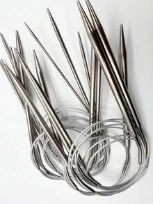 Kim đan bằng thép không gỉ 80cm - Kim đan tròn - 2mm-6mm [Chiều dài] - Bền và trơn tru, dùng để đan áo len và các sản phẩm thủ công khác. - Kim đan tròn bằng thép không gỉ - Xem 1