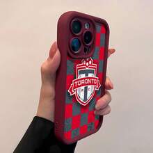 Logotipo del Toronto FC sobre fondo a cuadros. Esta elegante funda es compatible con Samsung, Apple, OPPO, , etc. Fabricada en TPU flexible, resistente a golpes y arañazos, ofrece una excelente protección contra caídas y un agarre cómodo. Es un regalo ideal para familiares, amigos y seres queridos, y una opción perfecta para festivales. - Burdeos - Ver 4