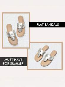 Women's Flat Sandals Silver Flip Flop Sandals Dressy Thong Sandals Comfortable Summer Sandals - Bạc - Xem 7