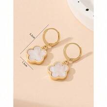 1 Pair Metal Fashion Four-Leaf Clover Pendant Earrings - trắng - Xem 4
