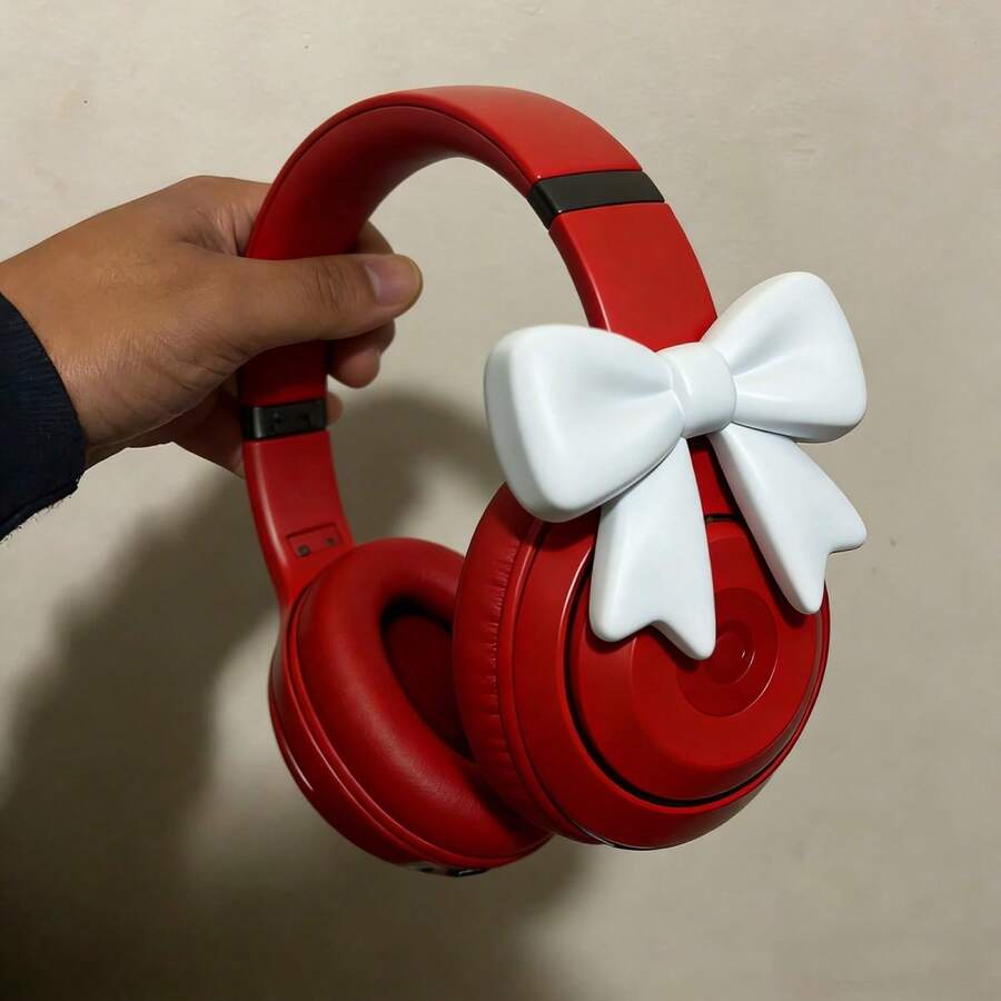 2Pcs Silicone Bow Headphone Accessories Cute Bow Clip Headphone Attachment Decorations For Women Gamers - White - View 1