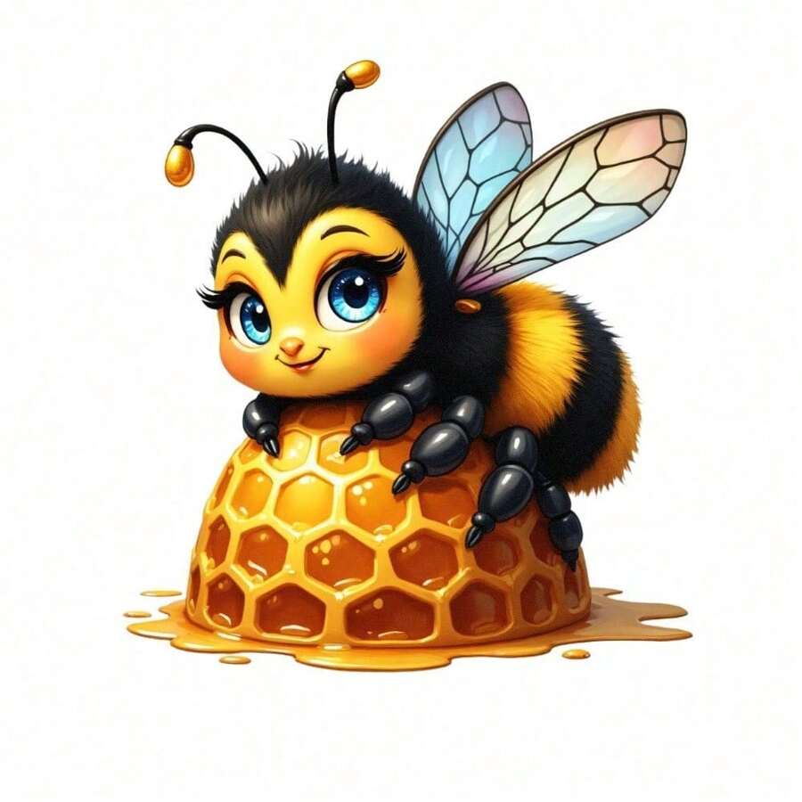 1pc Iron On Heat Tranfers 1pc Iron On Heat Tranfers Cute Cartoon  Heat Transfer Sticker, Honeycomb Design With Dripping Golden Honey, Multicolor PVC Applique Patch For T-Shirts, Sweatshirts, Pillows, Backpacks, Casual Holiday Gift, Iron-On, Hand Wash Or Dry Clean - L - 查看 1