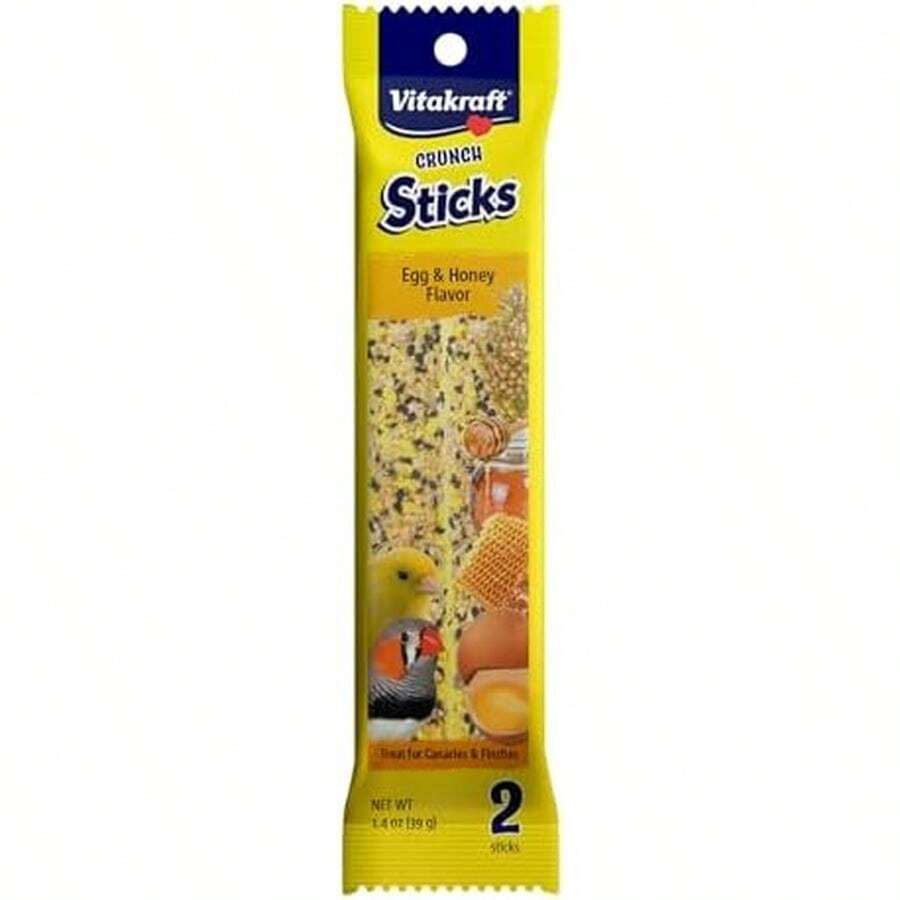 Vitakraft Crunch Sticks Parakeet Treats Egg And Honey Flavor 2 Pack - Long Lasting Seed Stick With Natural Wood Center Clip Holder And Nutritious Ingredients For Happy Engaged Birds - / - Xem 1