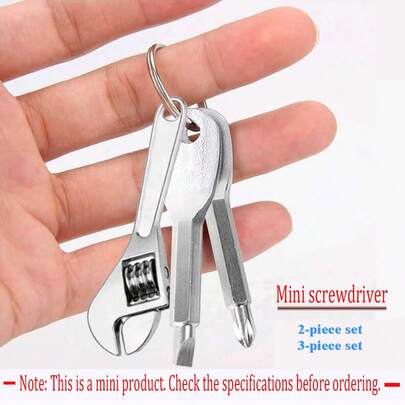 Set de 2 piezas/3 piezas de destornilladores portátiles, herramienta multifuncional mini para exteriores con cabeza plana, destornillador, llavero y clip, regalo de Navidad para hombres, herramienta DIY