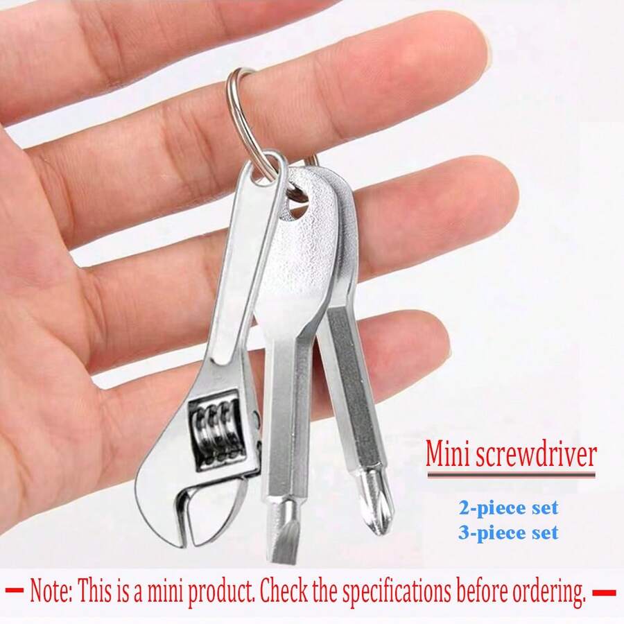 2pcs/3pcs Portable Screwdriver Set, Outdoor EDC Multifunctional Mini Tool With Flathead, Screwdriver, Key Ring & Clip, Men's Christmas Gift, DIY Tool - Multicolor - View 1