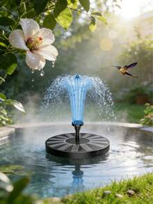 Solar Powered Bird Bath Fountain With Nozzle; Solar Powered Bird Bath Fountain Pump; Solar Floating Fountain Pump, Suitable For Bird Baths, Fish Tanks, Outdoor, Garden And Pond, Garden Decor, Outdoor Decor - 黑色 - 查看 1