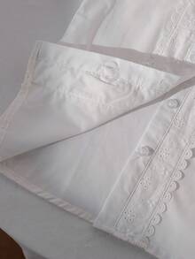 Áo sơ mi ngắn tay màu trắng cho bé gái, áo kiểu công chúa cổ Peter Pan thời trang mùa hè mới cho trẻ em. - trắng - Xem 5