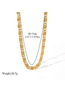 RAYQUEEN 1pc Stainless Steel Paperclip Design Fashionable Versatile Necklace For Women, Suitable For Daily Wear - Yellow Gold - View 5