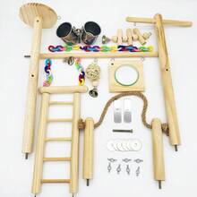 Bird Playground Top Cage, Parrot Gym Hanging Chewing Toys, Cage Top Play Stand For Conure, Parakeets, Budgie, Cockatiels, Lovebirds, Wood Perch Toys - 放 - 查看 7