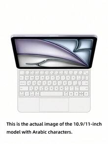 Arabic Keyboard Cover Compatible With Ipad Air 11/13 Inch M3/2025/A16 (10th Gen/10th Gen), And Folio Keyboard Cover Compatible With Ipad Pro 11/12.9 Inch/13 Inch M4/M2 (6th Gen/5th Gen/4th Gen), Support Smart Wireless Multi-Touch, Backlit, Magnetic Design, White - White-Arabic - View 3