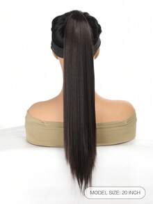 20-Inch Three-Tooth Small Gripper Ponytail, Female Wig Ponytail Mini Small Gripper Long Ponytail, Long Straight Hair Chemical Fiber Wig High Ponytail, Suitable For Festivals Or Travel Wear - Brown and Black - View 2