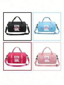 1 pieza Bolso de hombro con gráfico de mancuerna "Actitud de chica fitness" - Correa ajustable y asa superior, bolso de tela mini | 4 estilos y múltiples colores disponibles, bolso de gimnasio multifuncional pequeño adecuado para fitness, baile, transporte y actividades al aire libre - Multicolor - Ver 4
