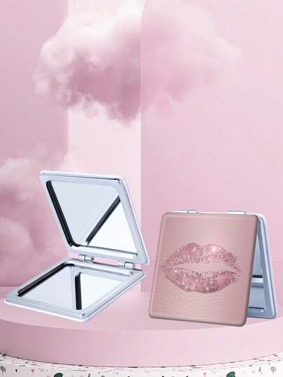 1个Y2K系列迷你化妆镜，便携式2倍放大化妆镜，可折叠轻薄双面手持镜，旅行迷你化妆镜