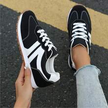 Women'S Casual Slip-On Sneakers, Breathable Low-Top Walking Skate Shoes, Lightweight White Daily Shoes - 升級黑 - 查看 4