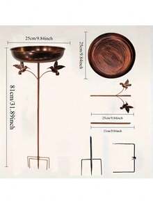 Outdoor Garden Metal Bird Bath With Pentagonal Base Feeding Bird Bath Bowl, Outdoor Vintage Bird Bath, Courtyard Feeder Decoration, Vintage Copper Color Spring And Summer Bird Bath, 19mm Pipe Diameter - Bird Bath Tub - View 9