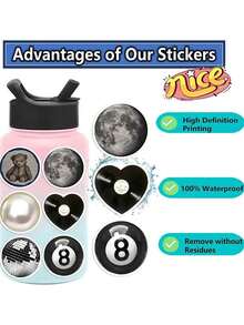 50Pcs Aesthetic Stickers Watercolor Stickers Y2k Stickers Y2K Dark Goth Stickers Downtown Stickers Y2k Gifts Groovy Stickers 90s Stickers Vinyl Waterproof Stickers For Envelope,Water Bottle,Computer,Laptop,Phone,Luggage,Notebook,Fridge - 各種各樣的 - 查看 4