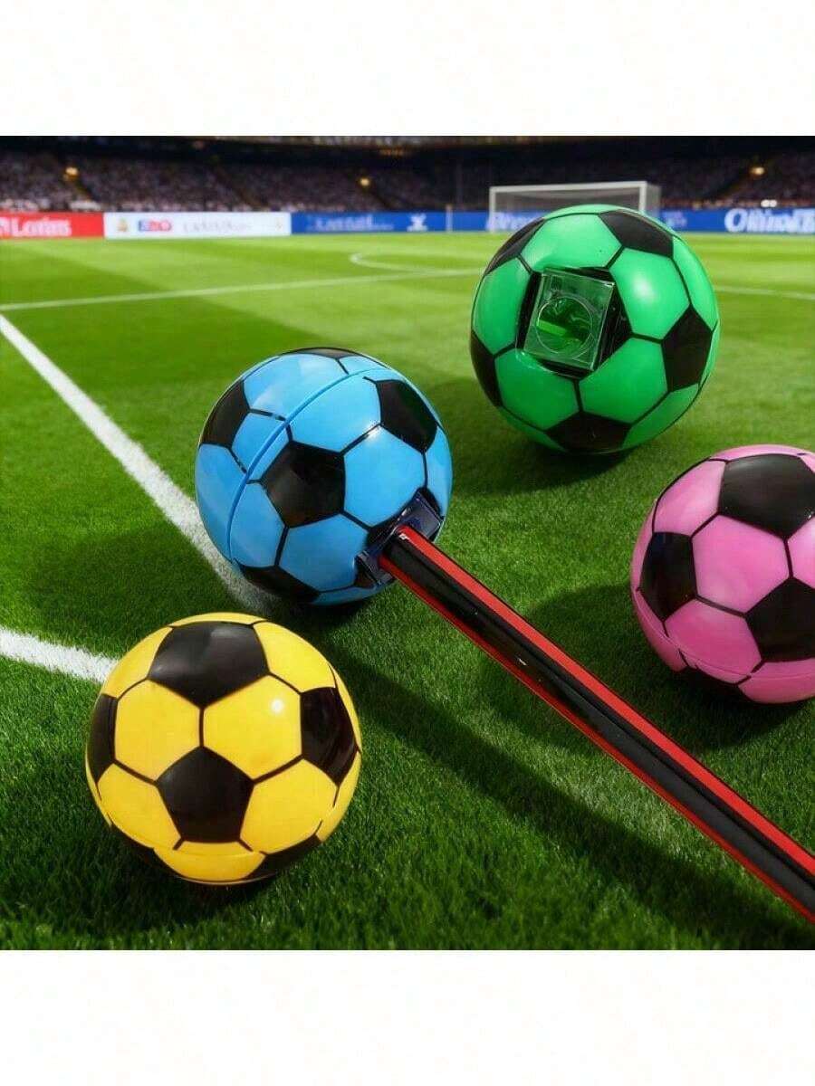 一套/1个欧洲杯足球造型削笔器，削笔器，学生笔记本削笔器，办公学习用品，可爱单孔塑料削笔器，不锈钢刀片，学生文具礼品，快速削尖铅笔 - 彩色 - 查看 1