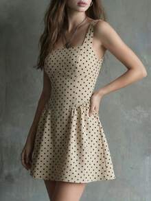 Y6Y 春季新款杏色波点露背收腰女裙 - 杏色 - 查看 5