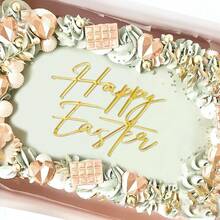 1 Stück/3 Stücke/6 Stücke Fröhliche Ostern Acryl Tortendeko Set mit goldenem & weißem Hasen Design Tortenpicks für Ostern Party Torte Dekoration - mehrfarbig - Übersicht 1
