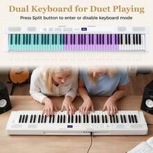 Lifezeal 88-Key Electric Piano Keyboard With Adjustable Stand Stool, Light-Up Keys & Buttons White/Black - 美規A型插(110-127V) - 查看 6