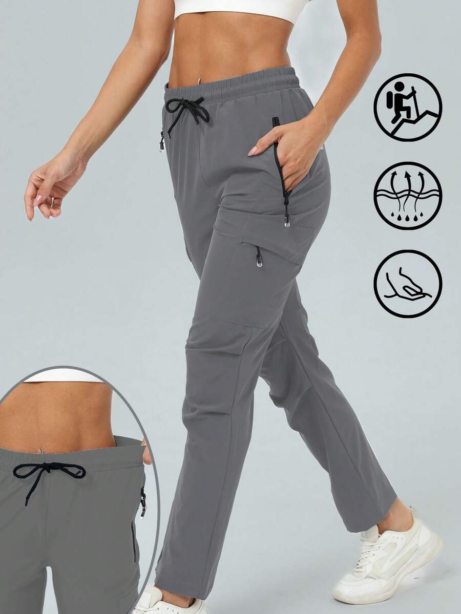 DREAMSPORT Quần jogger và quần ống rộng kiểu cargo dành cho nữ | Quần leo núi, du lịch, nhanh khô, nhẹ, quần thể thao thường ngày cho phòng tập, mặc nhà và tập luyện mùa xuân - Màu Xám nhạt - Xem 1