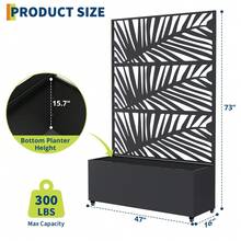 Metal Planter Box With Trellis And Wheels, 71"X47"X16" Raised Garden Bed For Climbing Plants, Vegetables, Vines, Privacy Planters For Patio With Drainage Holes, 15.7" Deep Planting Bed - Lá cọ - Xem 4