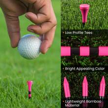 FINGER TEN Estante de exhibición de palos de golf de madera de 2 1/8" con 40 piezas, con diseño de rayas de bandera estadounidense, asegura una altura consistente y alta visibilidad, ideal para hoyos Par 3 - Rosa Roja - Ver 4