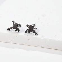 1Pair Frog Earrings ,Punk Stainless Steel Little Frog Stud Earrings For Women , Ladies' Cute Style, Fashionable Small Animal Earrings - GED487 - View 12