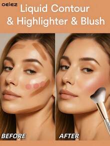 OEIEZ Large-Sized Contouring Brush, Makeup Brush For Creating Flawless Dimension & Sculpting, Use With Bronzer, Powder, Liquids & Creams, Face Neck Body Leg Tanning Makeup(Gold),Giveaways - Gold - View 2