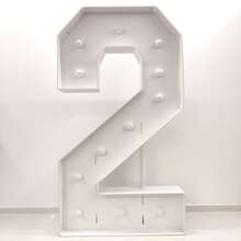 4 pi/120 cm Ensemble de chiffres en bois blanc 0-9 avec des lumières jaune chaud, grande décoration illuminée pour les fêtes, anniversaires, remises de diplômes, intérieur/extérieur - Blanc - Voir 16