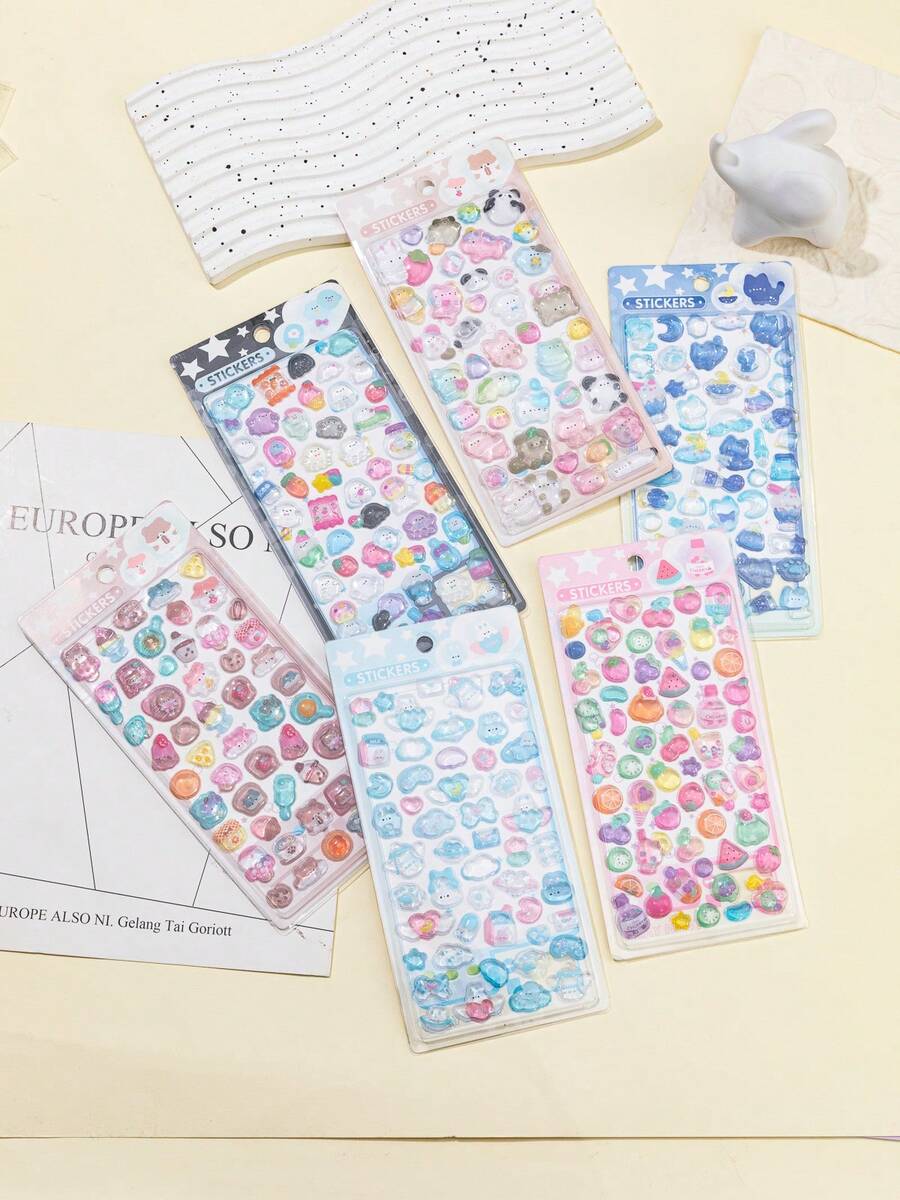 Bộ sticker 3D hình động vật hoạt hình dễ thương mới năm 2026 bằng nhựa epoxy | Sticker dán ốp điện thoại, các chủ đề bao gồm Thỏ, Gấu, Mèo, Ma, Trái cây, Thực phẩm và các loài động vật đáng yêu. Sticker có thể tái sử dụng, chống thấm nước, thích hợp cho sổ lưu niệm, trang trí văn phòng phẩm và phụ kiện ốp điện thoại. - Nhiều màu - Xem 1