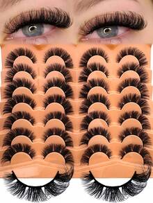 14 Pairs Luxury 3D Faux Mink Lashes - Thick, Fluffy, Elegant D-Curl False Eyelashes, Natural Look, Fluffy Cat Eye Lashes, Suitable For Bold Eye Makeup, Reusable, Ideal For Beginners, Suitable For All Occasions - Natural Lashes - View 9