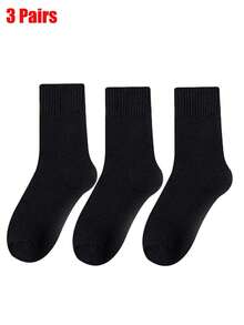 5 Pasang Kaos Kaki Setengah Betis Berwarna Polos dengan Lapisan Termal, Ukuran Unisex 35-43, Putih - Putih - View 21