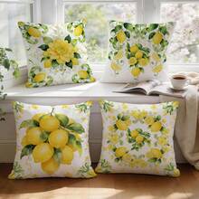 4pcs Yellow Floral & Lemon Pattern Set - Single-Sided Printed Throw Pillow Covers, Decorative Cushion Covers Suitable For Living Room Sofa Bedroom, Pillow Inserts Not Included - Multicolor - View 11