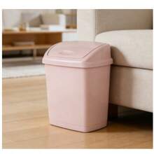 Swing-Top Trash Can, 2 Sizes Available, Durable Plastic, Random Color Delivery, Space-Saving Design, Easy To Clean For Kitchen, Bathroom, Dorm, Perfect For Homeowners & Renters - Two Sizes Available - View 5
