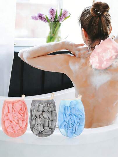 2-In-1 Bath Towel And Bath Sponge, Double-Sided Multi-Functional Bath Glove, Soft Mesh Washcloth, Skin-Friendly Exfoliating Bath Sponge Cleaning Tool, Soft Cute Girl-Shaped Exfoliating Sponge Bath Accessories, Removes Dead Skin, Bathroom Supplies, Fragrance-Free.