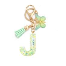 1pc 2026 Hot Selling 26 Letter Keychain, Creative Green Butterfly Resin Pendant Keyring, Perfect Gift For Friends, Holiday, Birthday, Interesting Gift, Valentine's Day - Multicolor - View 4